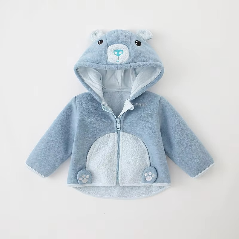 Warm Kids Fleece Hoodie with Fun Dino Print