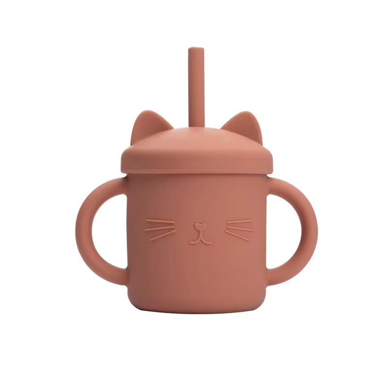 Cute Baby Silicone Sippy Cup with Easy Grip Handles