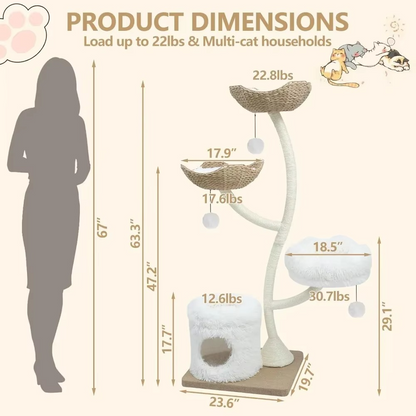 Tall Cat Tree with Scratching Posts and Cozy Perches