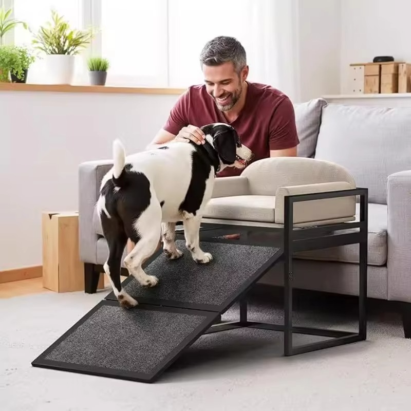 Sturdy Wooden Pet Stair with Easy Step Ramp
