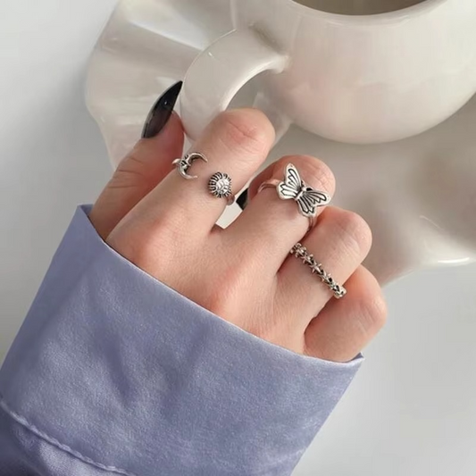 Celestial 3 Piece Crystal Ring Set for Women - Hehif