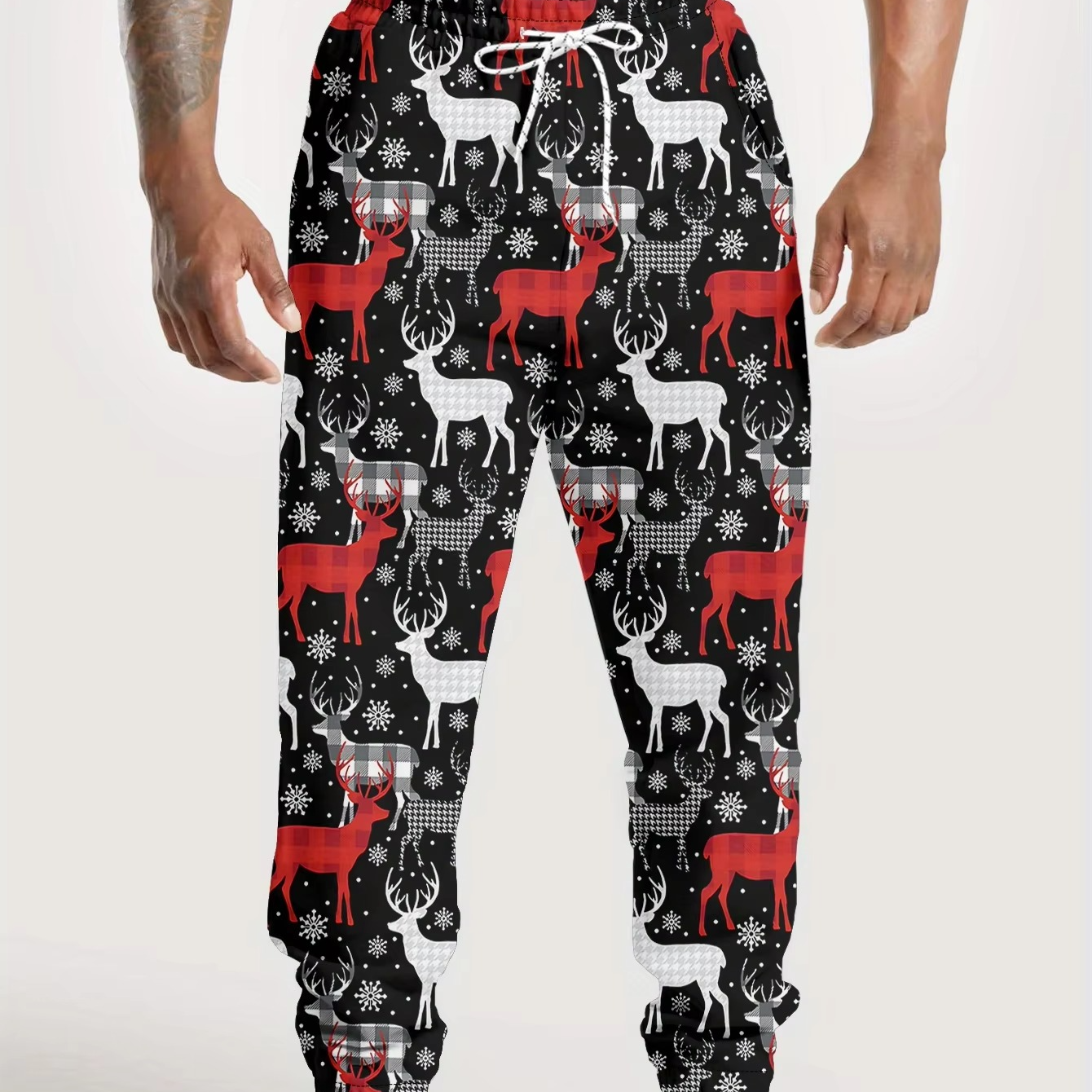 Festive Holiday Red Plaid Christmas Trousers for Men