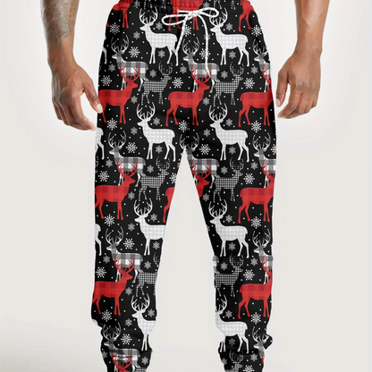 Festive Holiday Red Plaid Christmas Trousers for Men