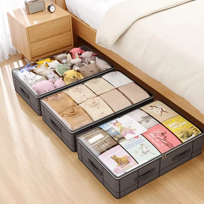 Sturdy Collapsible Underbed Storage Container with See Through Window - Hehif