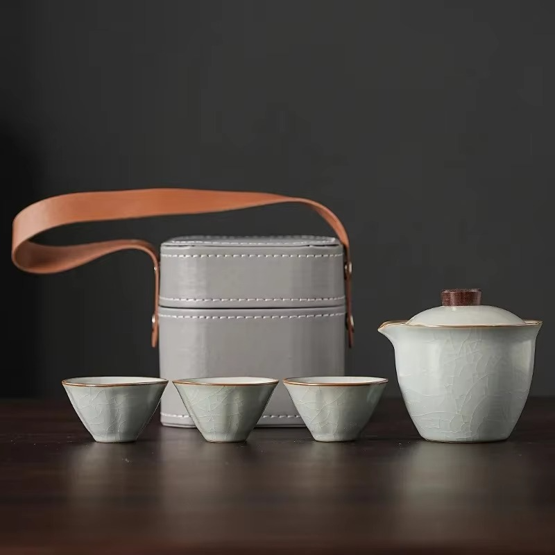 Compact Ceramic Tea Set for Home and Travel