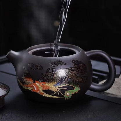 Traditional Chinese Purple Clay Tea Pot with Built-In Strainer