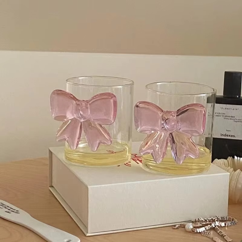 Delicate Rose Colored Glass Mug with Handle