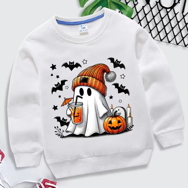 Spooky Fun Kids Halloween Sweatshirt with Ghost Design