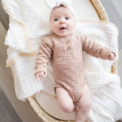 Soft Cotton Baby Swaddle Blanket with Delicate Lace Trim