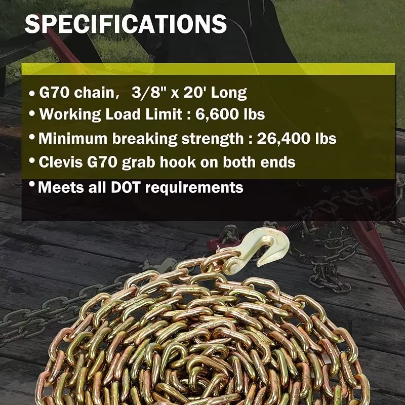 Durable Steel Tow Strap with Heavy Duty Chain Binders