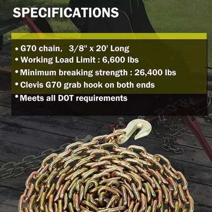 Durable Steel Tow Strap with Heavy Duty Chain Binders