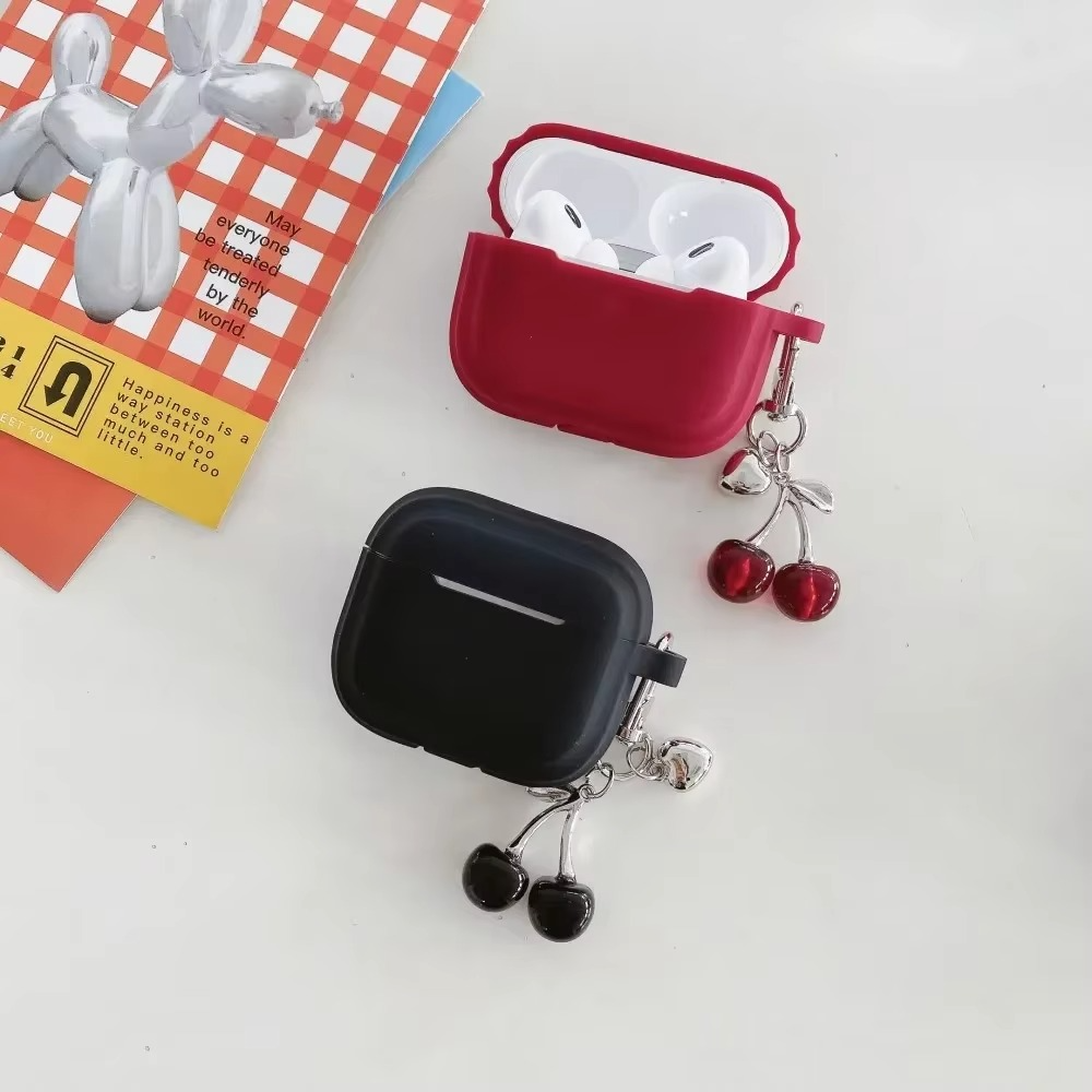 Clear Cover with Cute Cherry Charm for AirPods