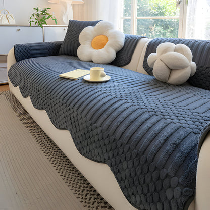 Plush Fuzzy Sofa Throw for Cold Weather Comfort
