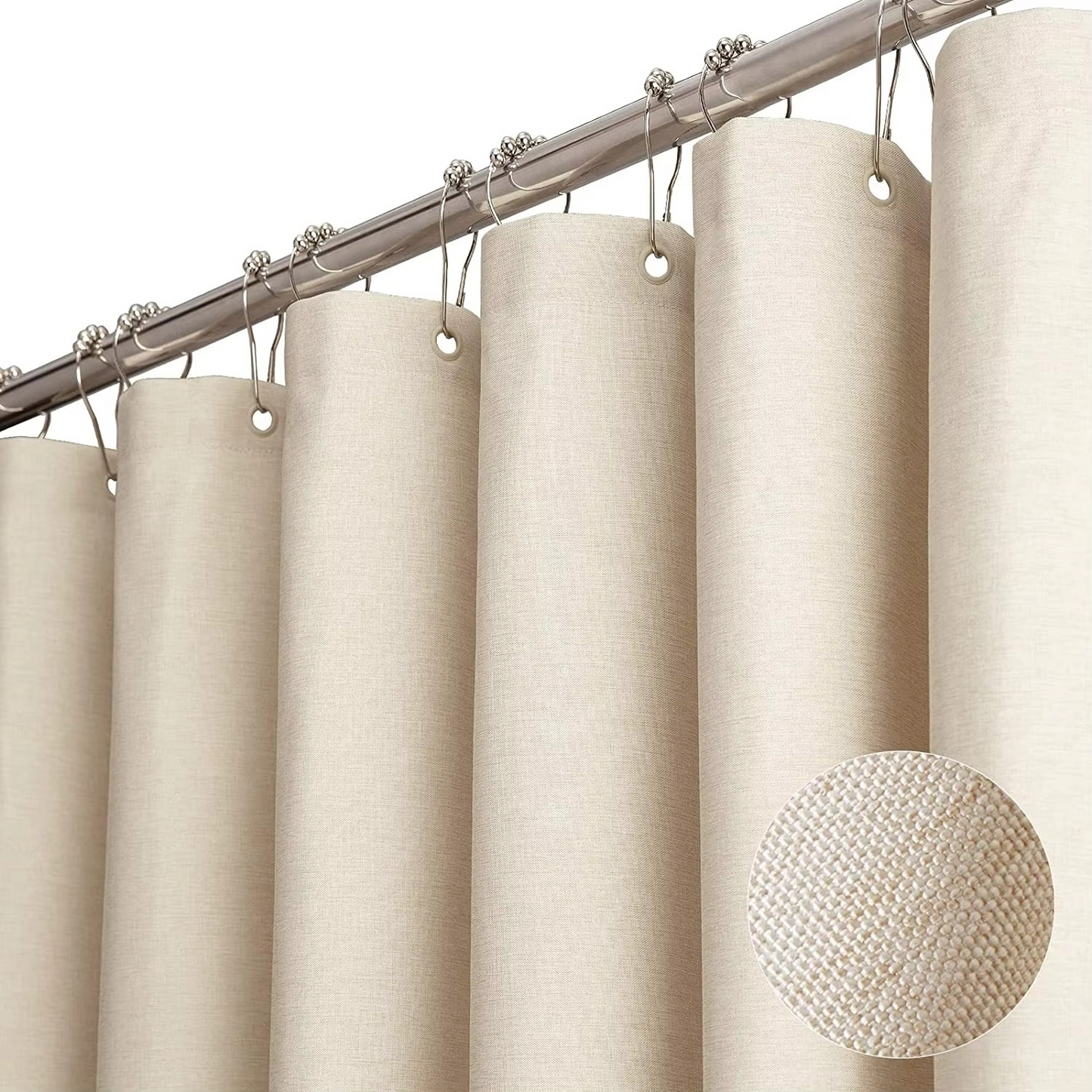 Premium Water Resistant Bathroom Curtain with Metal Rings