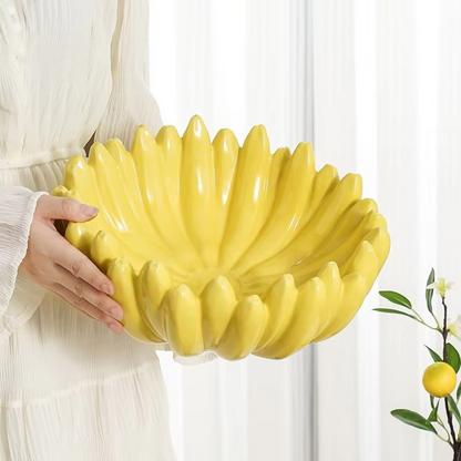 Fun Yellow Ceramic Fruit Bowl Server
