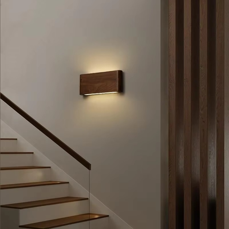 Rustic Wood LED Wall Lamp for Home Decor - Hehif