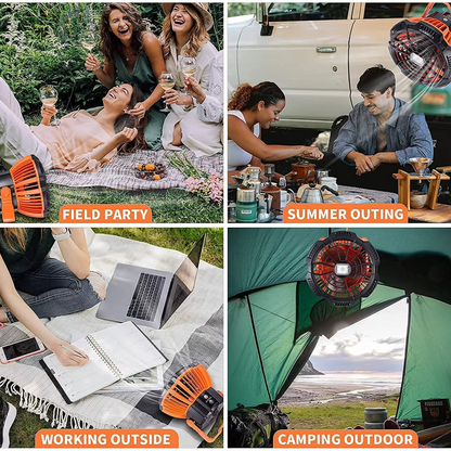 Portable Outdoor Fan with LED Light and Remote