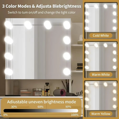 Modern LED Lighted Vanity Table Set with Mirror