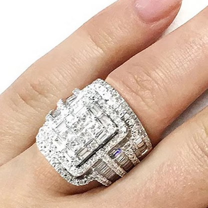 Luxurious White Crystal Wedding Ring Set for Women - Hehif