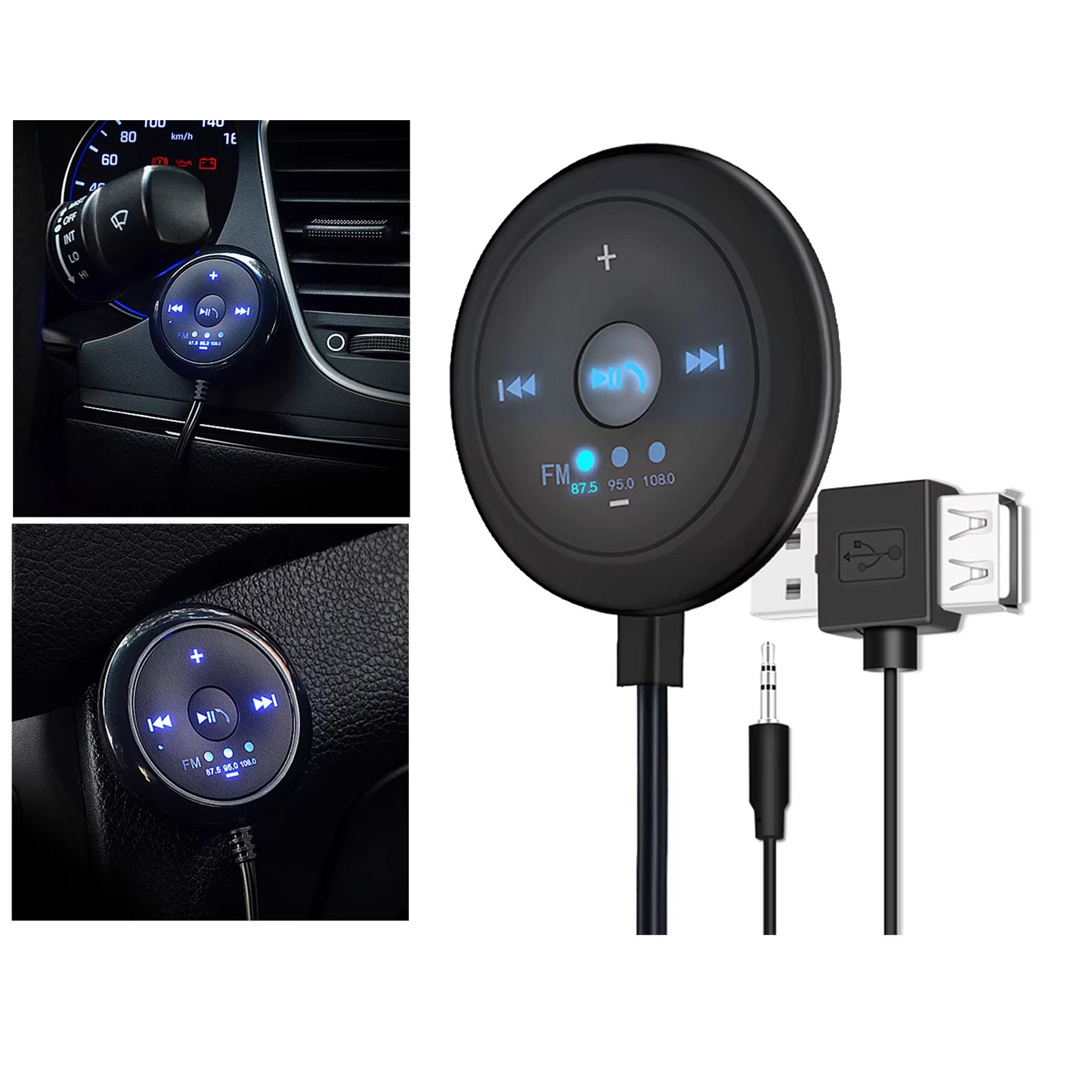 Wireless Car Audio Adapter with Bluetooth and AUX Input