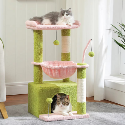 Cozy Cat Climbing Tower with Hideaway, Swing, and Scratcher