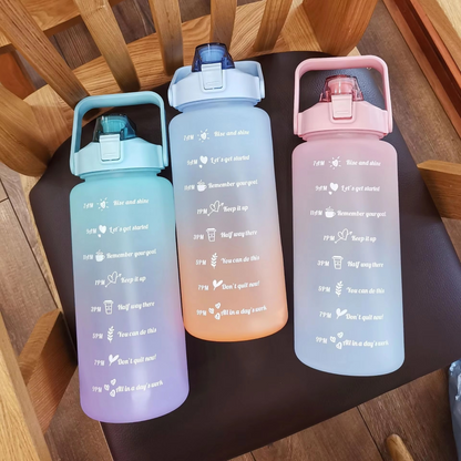 Big 68oz Insulated Water Bottle with Lid and Measurement Markings