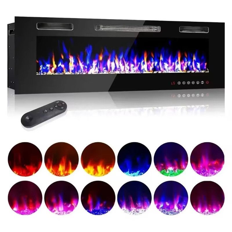 Contemporary LED Fireplace with Color Changing Flames and Remote
