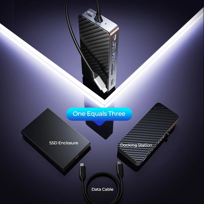 Compact USB-C Laptop Dock with Built-in Storage Hub