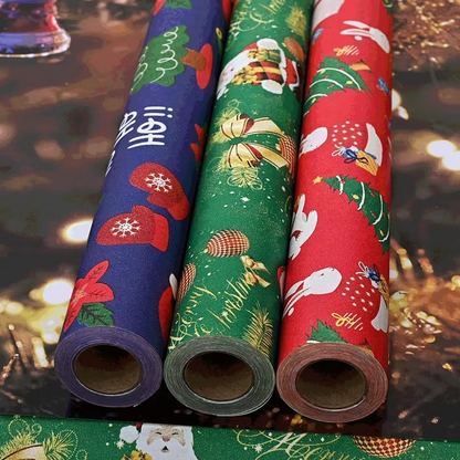 Colorful Holiday Gift Wrap Paper Roll, 16.4ft x 19.7in