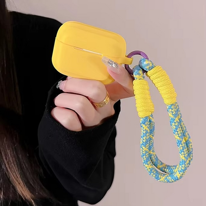 Colorful Silicone Earbuds Pouch with Neck Strap