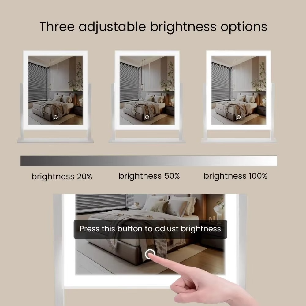 Large LED Vanity Mirror with Touch Screen Display