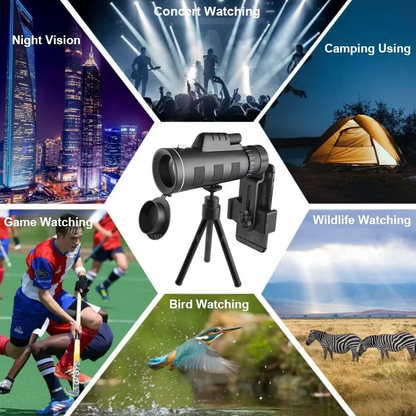 Portable HD Monocular Telescope with Phone Adapter and Stand