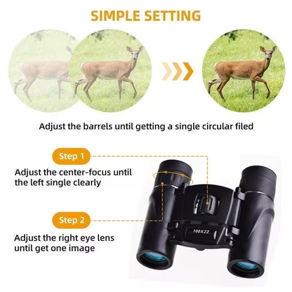 Portable 100x22 HD Binoculars for Outdoor and Travel Use