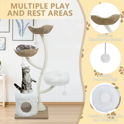 Tall Cat Tree with Scratching Posts and Cozy Perches