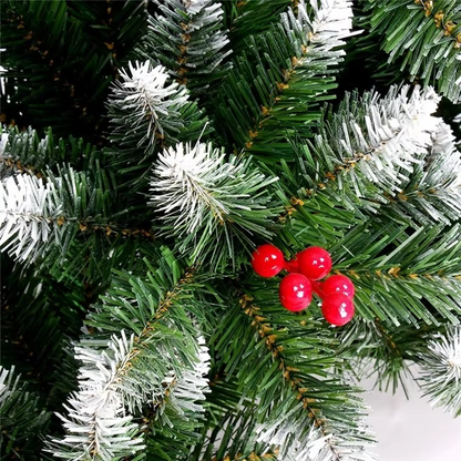 Realistic Christmas Tree with Snowy Pinecones and Red Ornaments