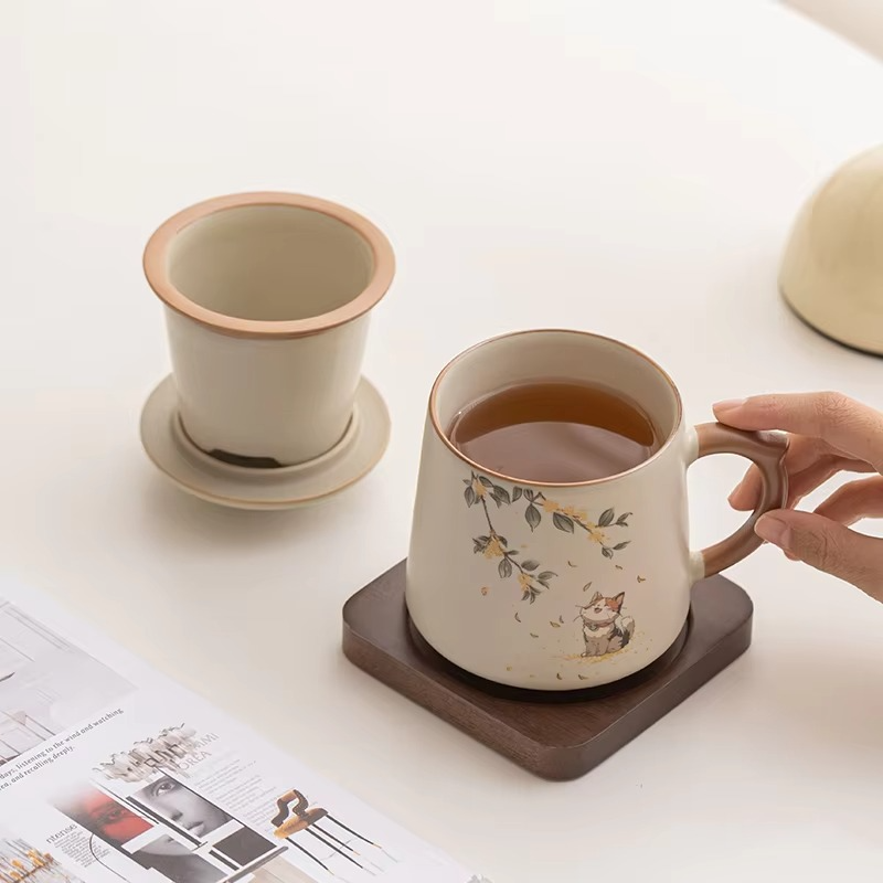 Traditional Asian Tea Infuser Coffee Mug, 13.5oz