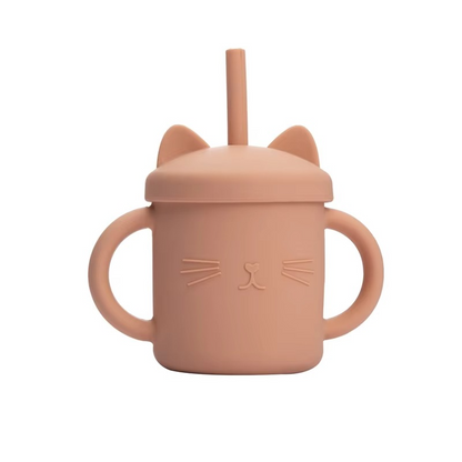 Cute Baby Silicone Sippy Cup with Easy Grip Handles