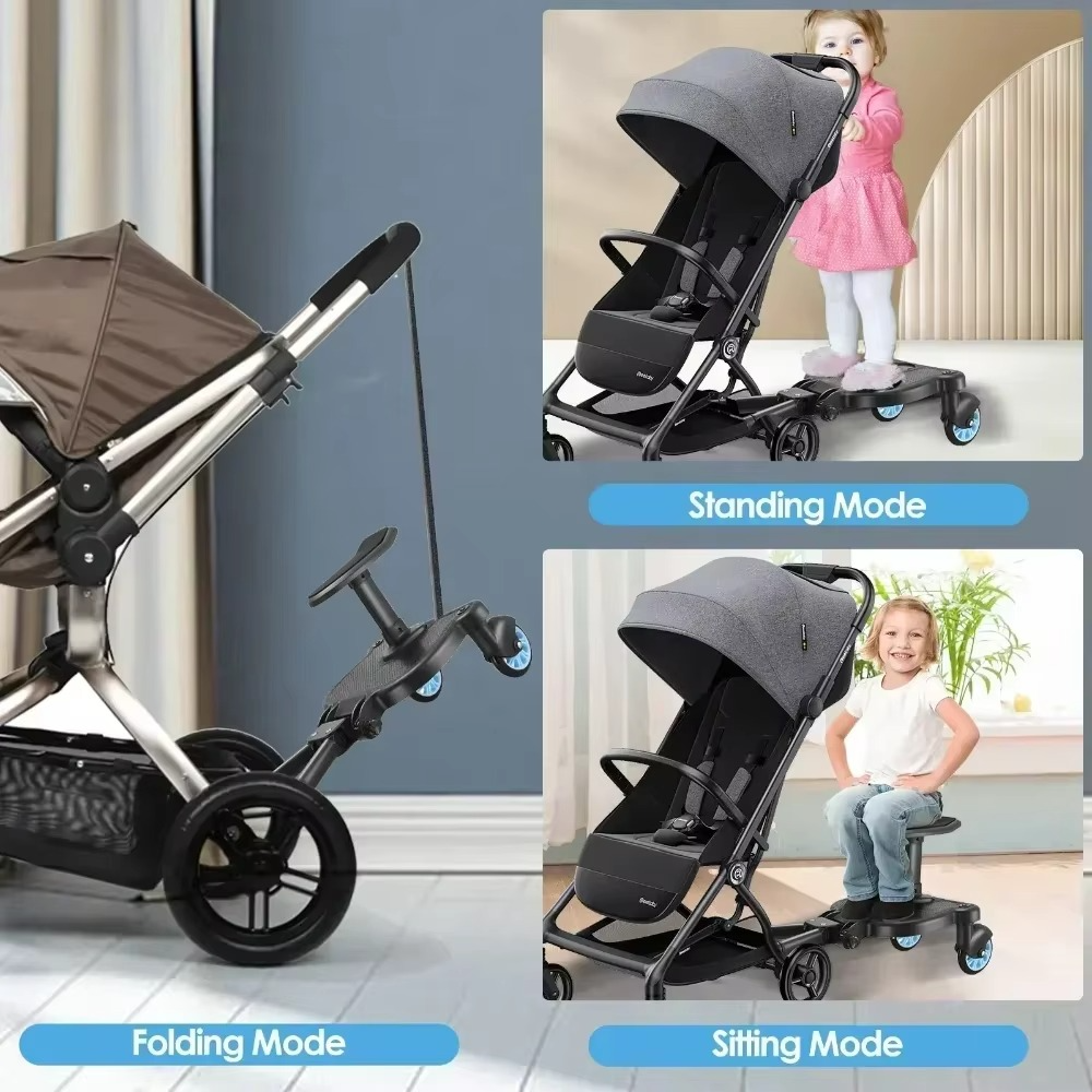 Double Stroller Rider Standing Platform with Removable Seat