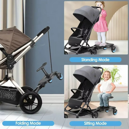 Double Stroller Rider Standing Platform with Removable Seat