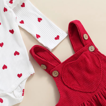 Adorable Heart Pattern Baby Skirt and Romper Set