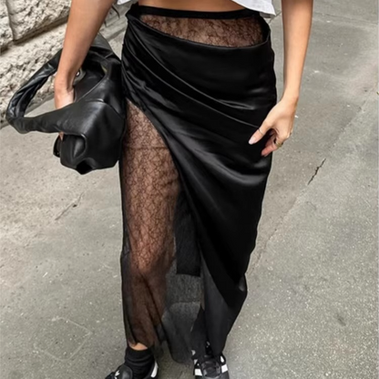 Elegant High Waist PU Leather Maxi Skirt for Women