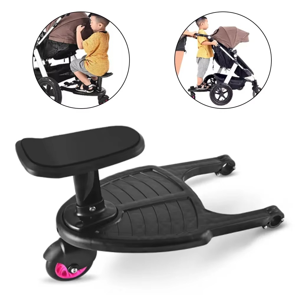 Double Stroller Rider Standing Platform with Removable Seat