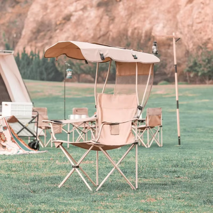 Folding Outdoor Recliner Chair with Shade and Drink Holder