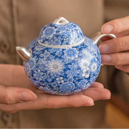Classic White and Blue China Tea Pot Set