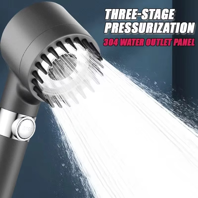 Powerful 3-Setting Shower Head with Filter and Massager