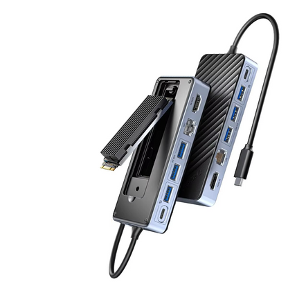 Compact USB-C Laptop Dock with Built-in Storage Hub - Hehif