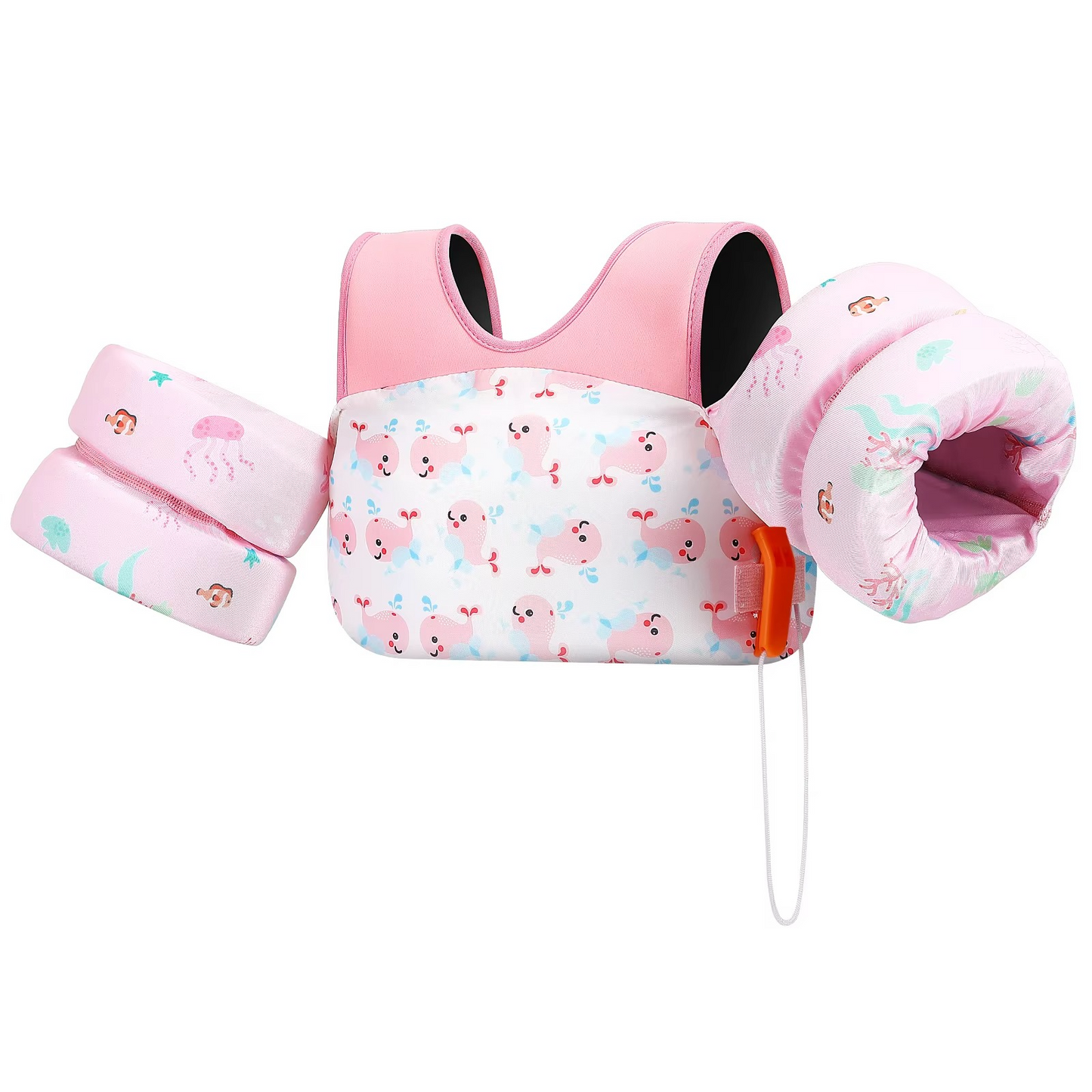 Childrens Swim Vest with Floaties and Safety Whistle