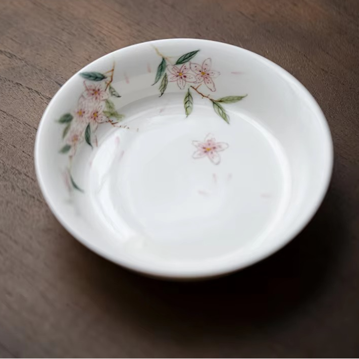 Colorful Floral Ceramic Tea Tray and Coaster Set