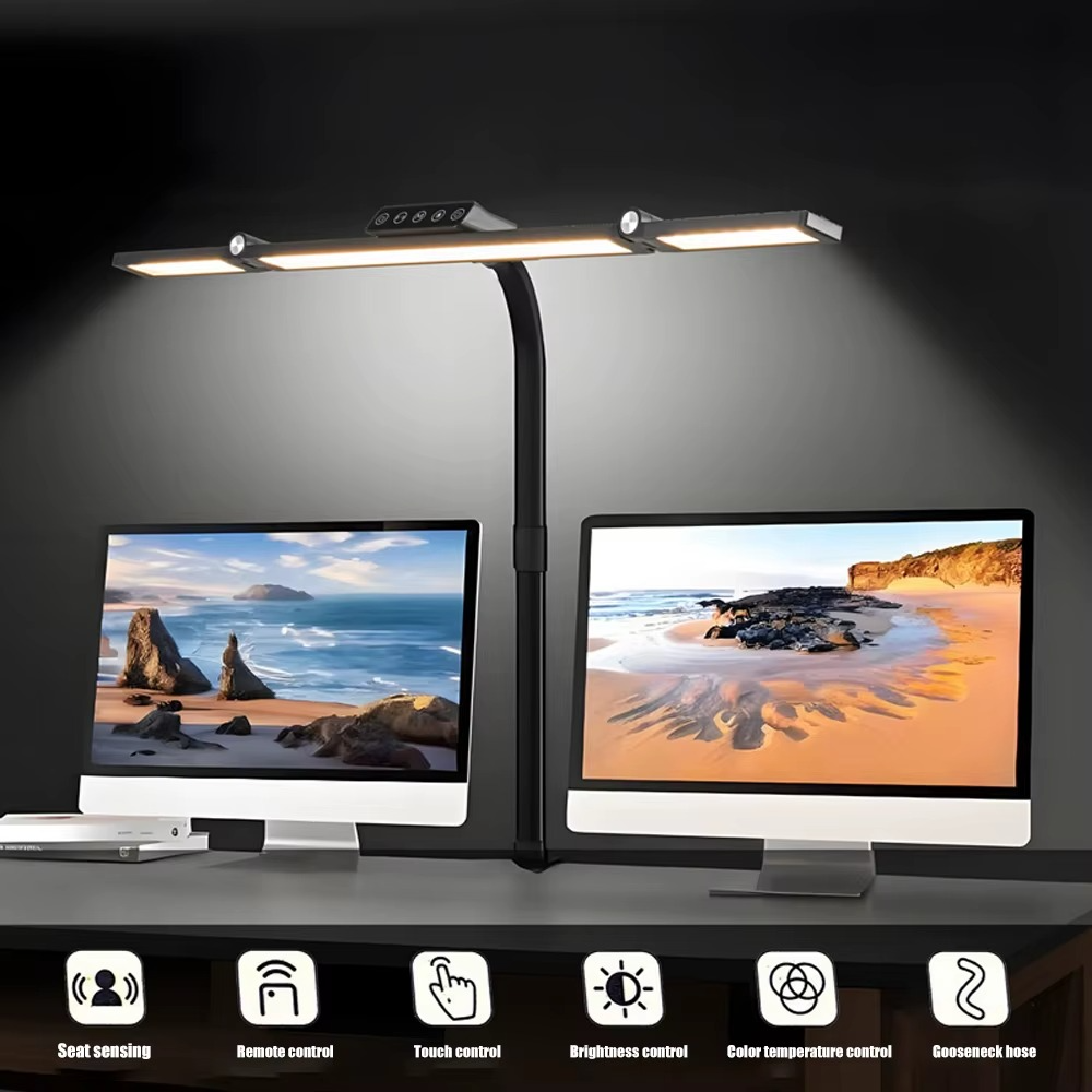 Bright Adjustable 3 Head LED Desk Light with Clamp