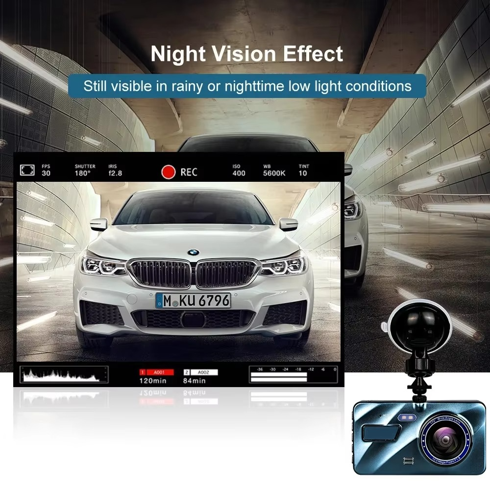 Compact 4 Dual Camera Car Dash Cam with Night Vision